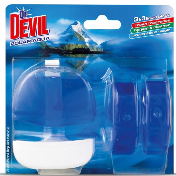 Dr.Devil tekutý závěs na WC Polar Aqua | Čistící, dezinf.prostř., dezodoranty - Přípravky na WC - Závěsy na WC a pissoárové kostky Dr.Devil tekutý závěs na WC Polar Aqua | Čistící, dezinf.prostř., dezodoranty - Přípravky na WC - Závěsy na WC a pissoárové kostky